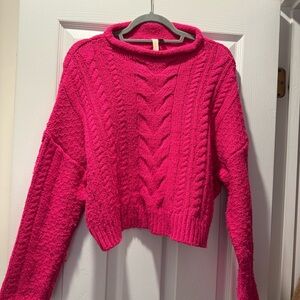 Pilcro Vibrant Pink Cowl Neck Sweater